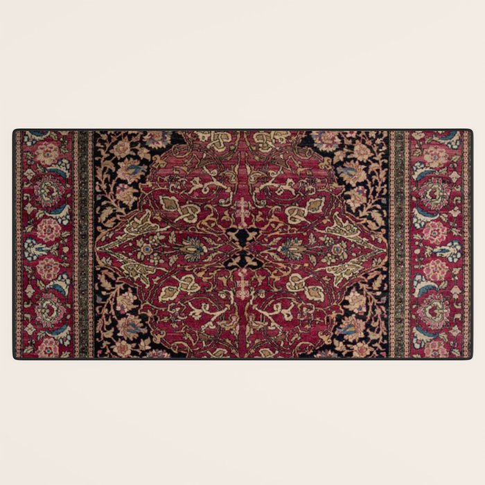 Antique Persian Isfahan Plum Burgundy Spice Carpet Desk Mat Gallery Image 3