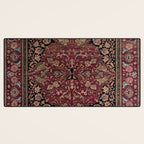 Antique Persian Isfahan Plum Burgundy Spice Carpet Desk Mat Gallery Image 3
