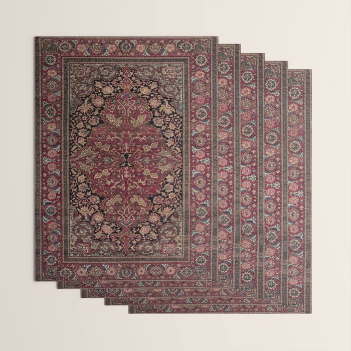 Antique Persian Isfahan Plum Burgundy Spice Carpet Wrapping Paper Gallery Image 3