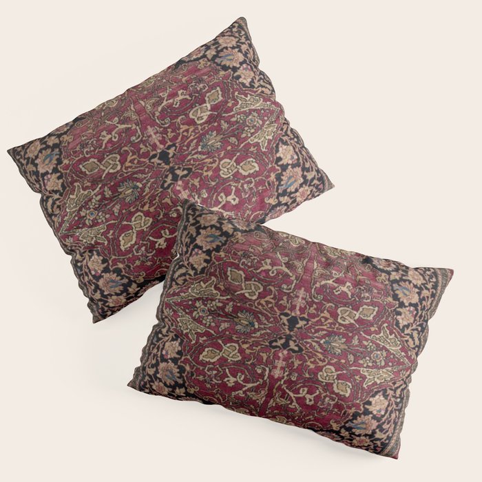 Antique Persian Isfahan Plum Burgundy Spice Carpet Pillow Sham Gallery Image 3