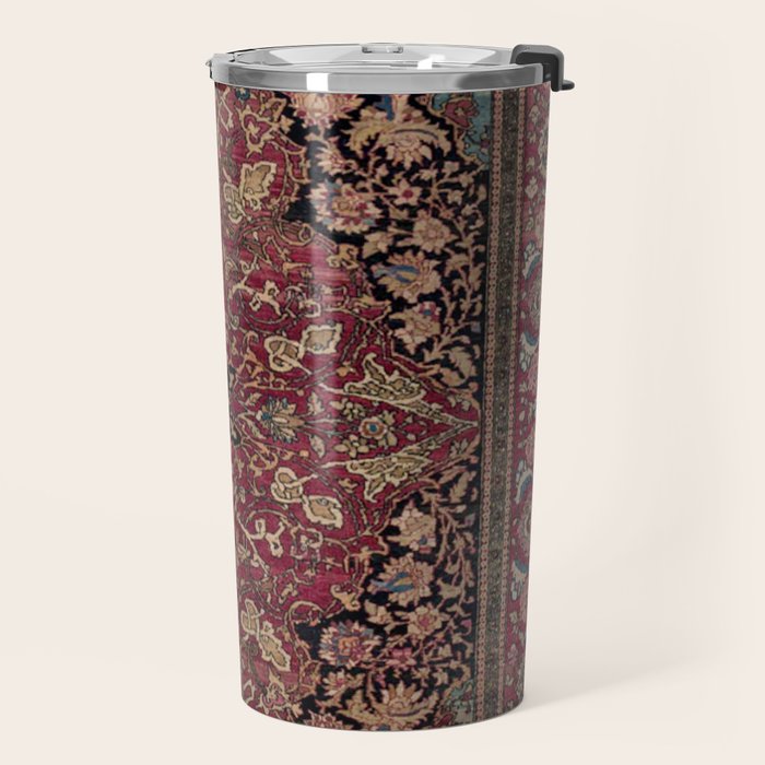 Antique Persian Isfahan Plum Burgundy Spice Carpet Travel Mug Gallery Image 2
