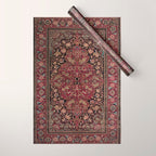Antique Persian Isfahan Plum Burgundy Spice Carpet Wrapping Paper Gallery Image 1
