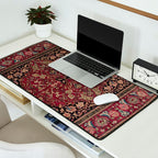 Antique Persian Isfahan Plum Burgundy Spice Carpet Desk Mat Gallery Image 2