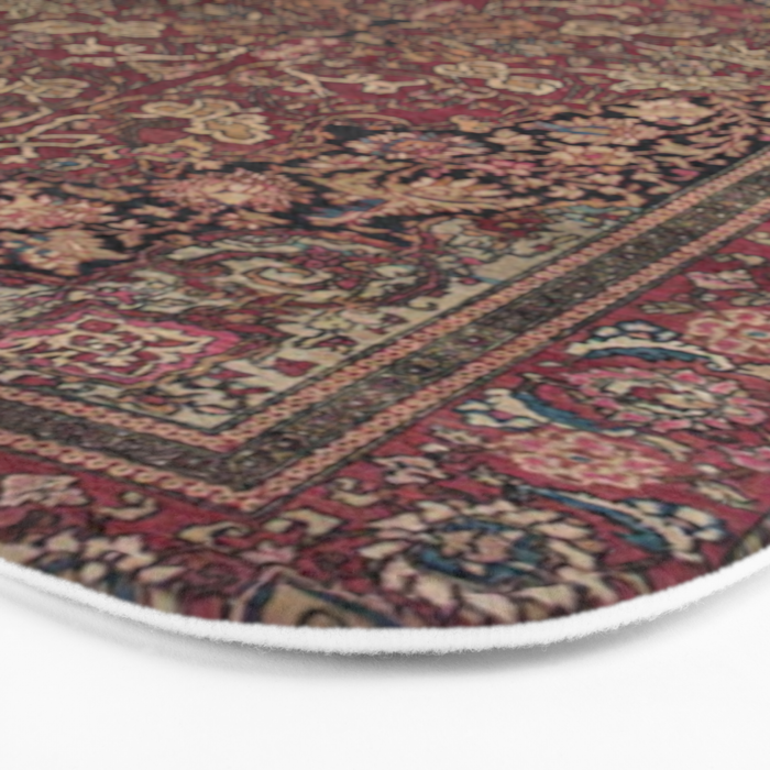 Antique Persian Isfahan Plum Burgundy Spice Carpet Bath Mat Gallery Image 3