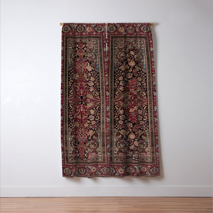 Antique Persian Isfahan Plum Burgundy Spice Carpet Window Curtain Gallery Image 3