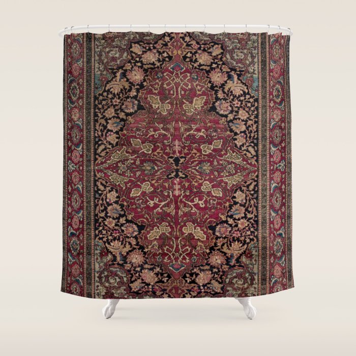 Antique Persian Isfahan Plum Burgundy Spice Carpet Shower Curtain Gallery Image 1