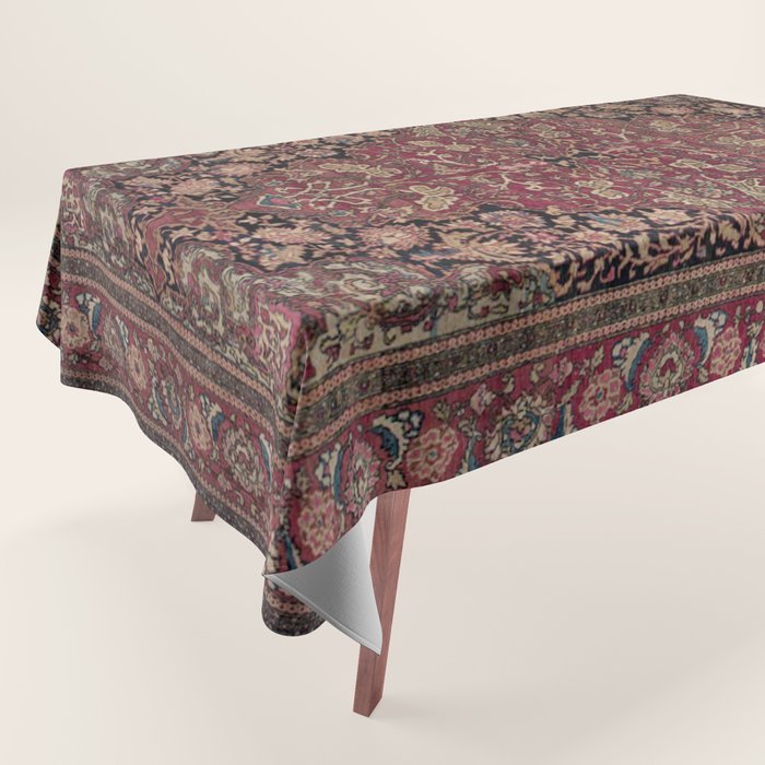 Antique Persian Isfahan Plum Burgundy Spice Carpet Tablecloth Gallery Image 1
