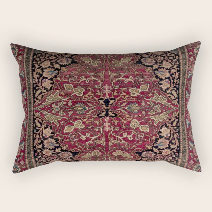 Antique Persian Isfahan Plum Burgundy Spice Carpet Rectangular Pillow Gallery Image 2