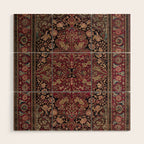 Antique Persian Isfahan Plum Burgundy Spice Carpet Wood Wall Art Gallery Image 1