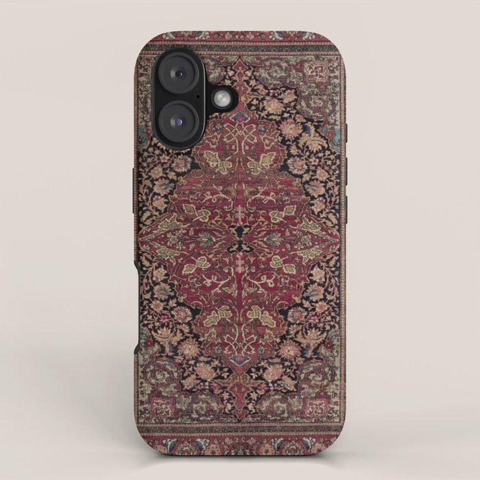 Antique Persian Isfahan Plum Burgundy Spice Carpet iPhone Case Gallery Image 1