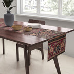 Antique Persian Isfahan Plum Burgundy Spice Carpet Table Runner Gallery Image 2