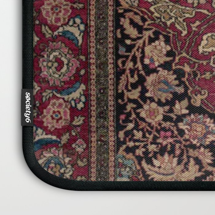 Antique Persian Isfahan Plum Burgundy Spice Carpet Laptop Sleeve Gallery Image 3