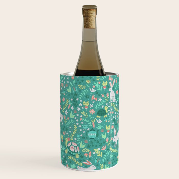 Spring Pattern of Bunnies with Turtles Wine Chiller Gallery Image 1