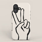 Peace Sign hand drawing black and white iPhone Case Gallery Image 1
