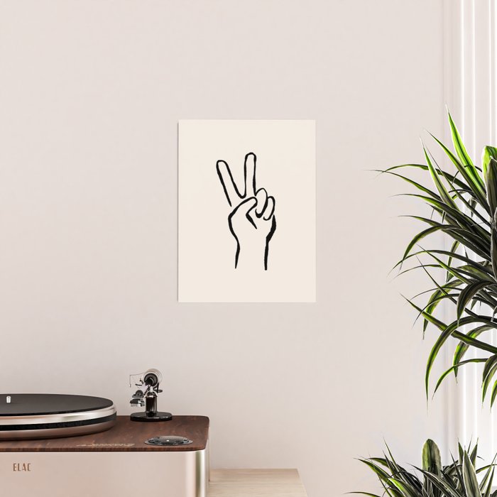 Peace Sign hand drawing black and white Poster Gallery Image 2
