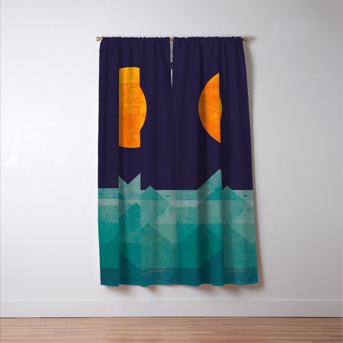 The ocean, the sea, the wave - night scene Window Curtain Gallery Image 3