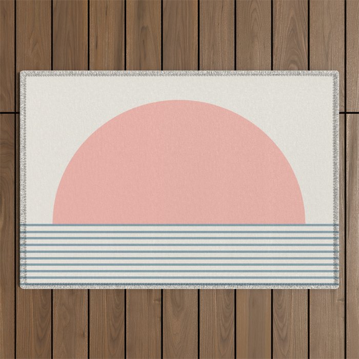 Sunrise Sunset V - Pink Blue Outdoor Rug Gallery Image 1