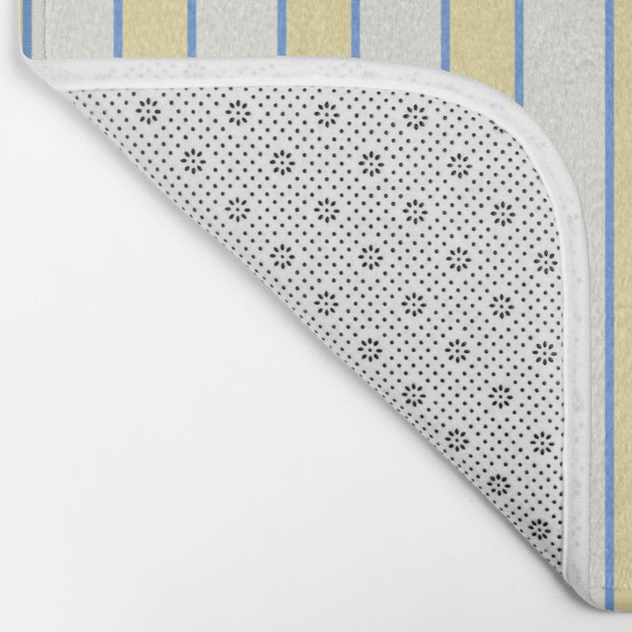 Elegant Cabana Stripe Yellow And Blue Retro Boho Coastal Beach Vibe Bath Mat Gallery Image 2