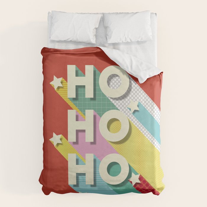 Ho Ho Ho Christmas typography Duvet Cover Gallery Image 1