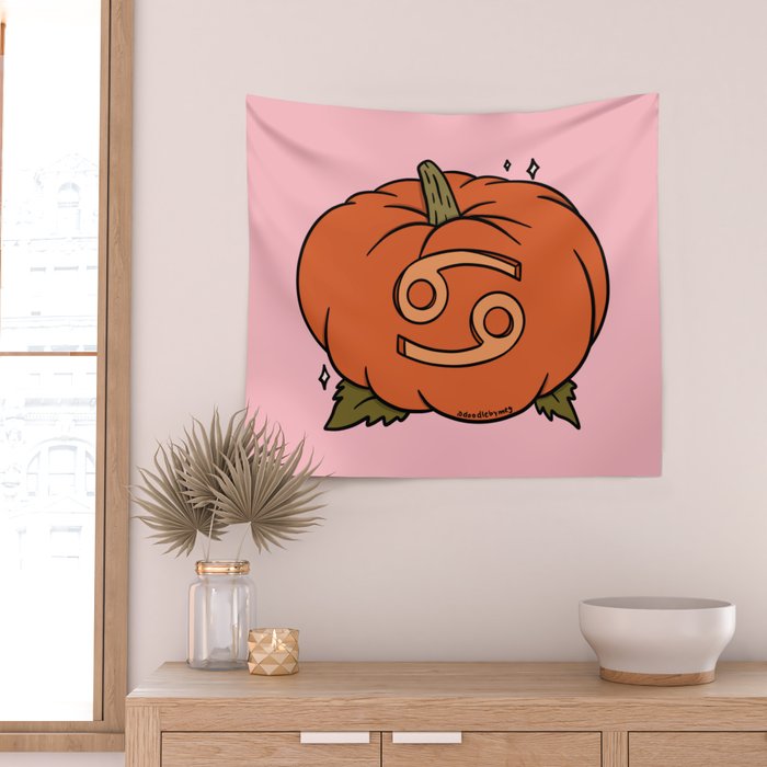 Cancer Pumpkin Wall Tapestry Gallery Image 2