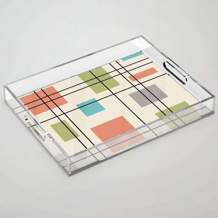 Mid Century Modern Geometric 3 Acrylic Tray Gallery Image 1