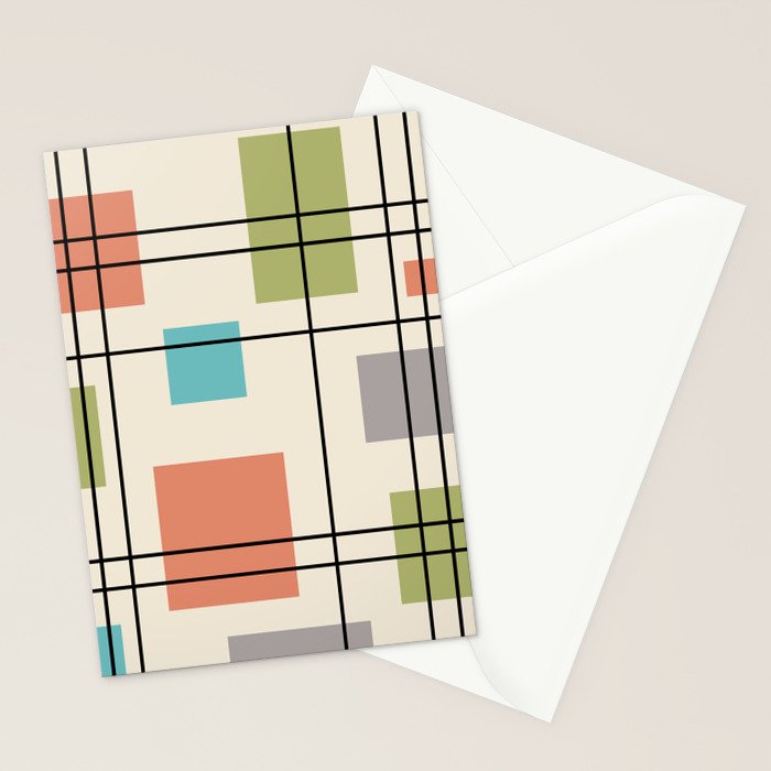 Mid Century Modern Geometric 3 Stationery Card Gallery Image 2