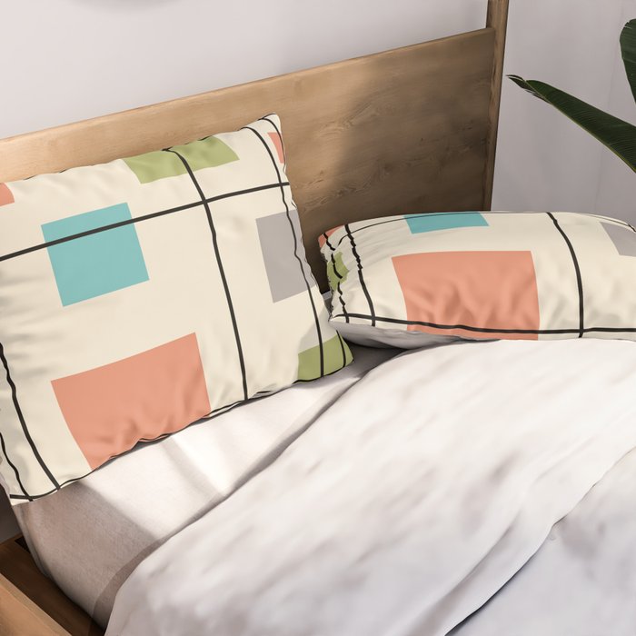 Mid Century Modern Geometric 3 Pillow Sham Gallery Image 2