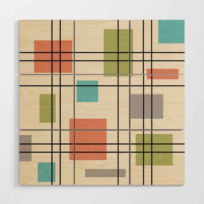 Mid Century Modern Geometric 3 Wood Wall Art Gallery Image 1