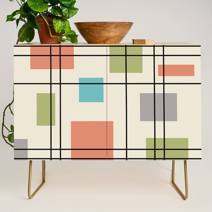 Mid Century Modern Geometric 3 Credenza Gallery Image 1