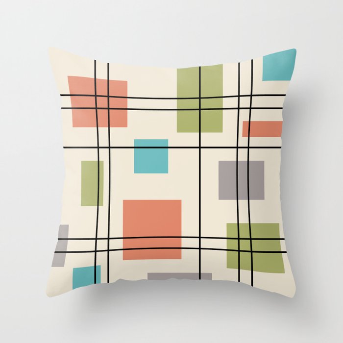 Mid Century Modern Geometric 3 Throw Pillow Gallery Image 1