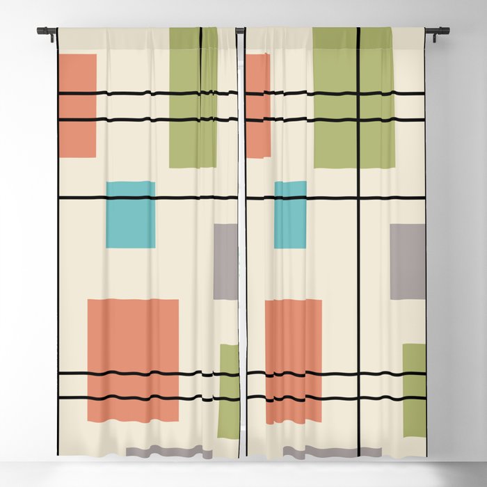 Mid Century Modern Geometric 3 Window Curtain Gallery Image 5