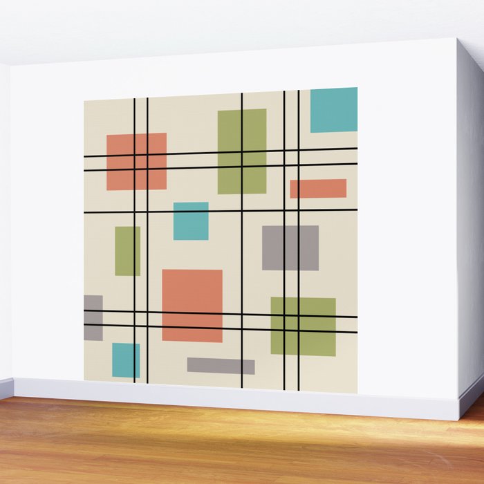 Mid Century Modern Geometric 3 Wall Mural Gallery Image 2