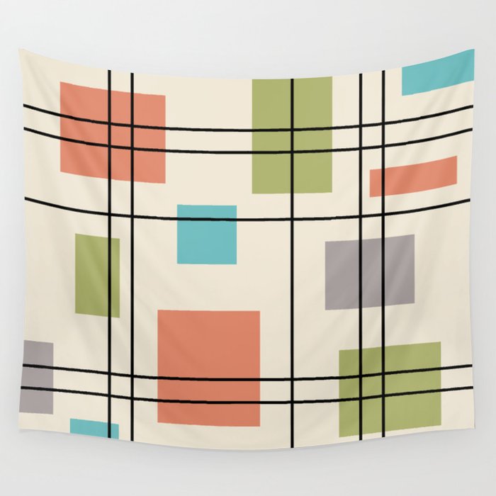 Mid Century Modern Geometric 3 Wall Tapestry Gallery Image 1