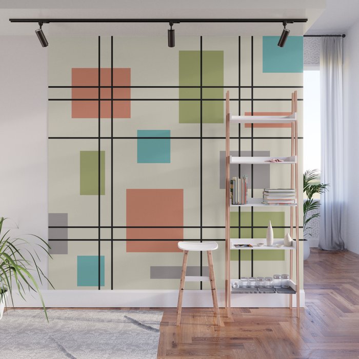 Mid Century Modern Geometric 3 Wall Mural Gallery Image 1