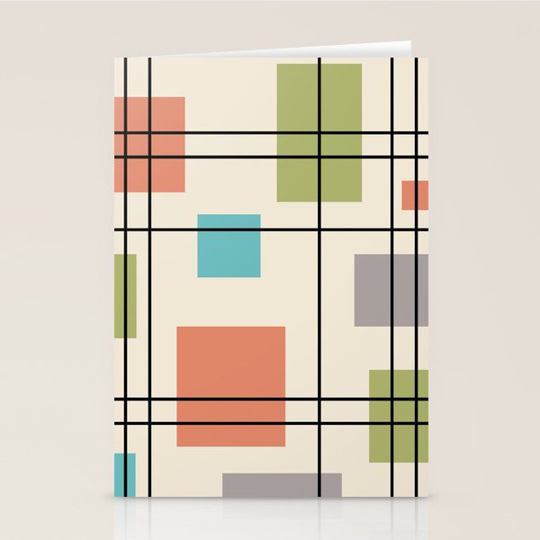 Mid Century Modern Geometric 3 Stationery Card Gallery Image 1