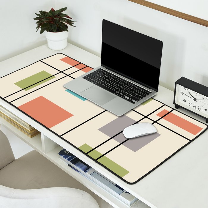 Mid Century Modern Geometric 3 Desk Mat Gallery Image 2