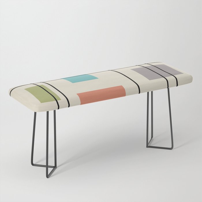Mid Century Modern Geometric 3 Bench Gallery Image 1