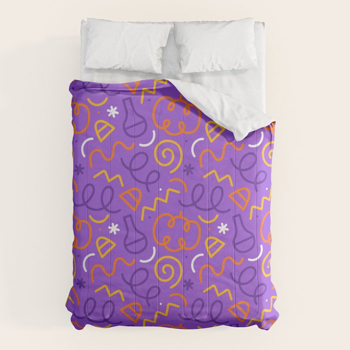 Fun halloween cartoon doodle art pattern Comforter Gallery Image 1