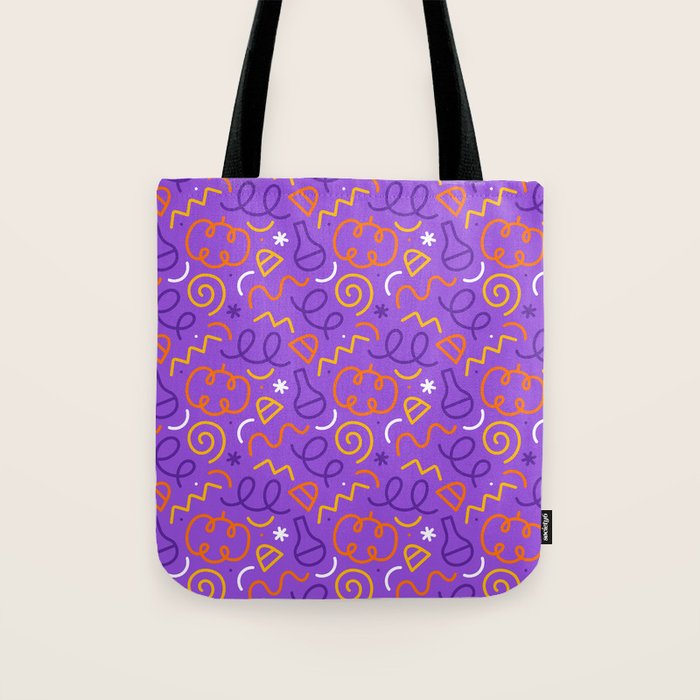 Fun halloween cartoon doodle art pattern Tote Bag Gallery Image 1