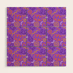Fun halloween cartoon doodle art pattern Wood Wall Art Gallery Image 1