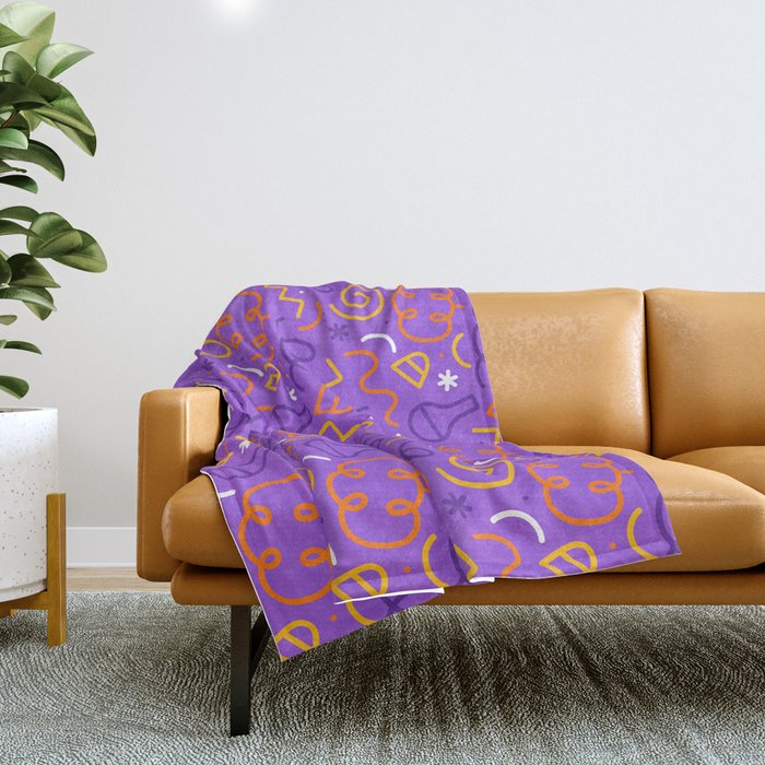 Fun halloween cartoon doodle art pattern Throw Blanket Gallery Image 1