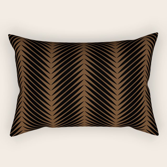 Palm Leaf Pattern - Dark Earthy Rectangular Pillow Gallery Image 2