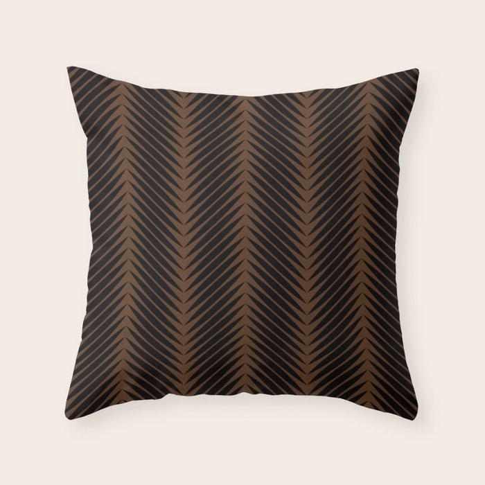 Palm Leaf Pattern - Dark Earthy Throw Pillow Gallery Image 6