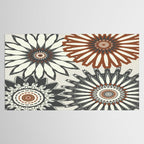 Gray Cream Rust Flowers Tablecloth Gallery Image 2