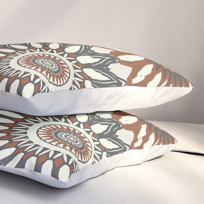 Gray Cream Rust Flowers Pillow Sham Gallery Image 3