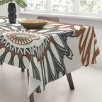 Gray Cream Rust Flowers Tablecloth Gallery Image 3