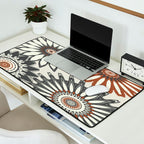 Gray Cream Rust Flowers Desk Mat Gallery Image 2