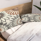 Gray Cream Rust Flowers Pillow Sham Gallery Image 2