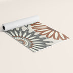 Gray Cream Rust Flowers Yoga Mat Gallery Image 2