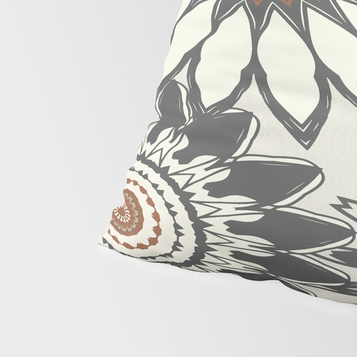 Gray Cream Rust Flowers Pillow Sham Gallery Image 4